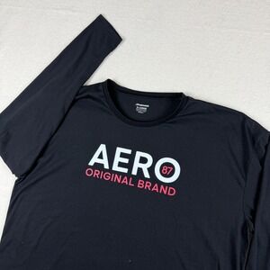 Aeropostale Mens XL Long Sleeve Graphic Tee Black Aero 87 Original Brand Shirt